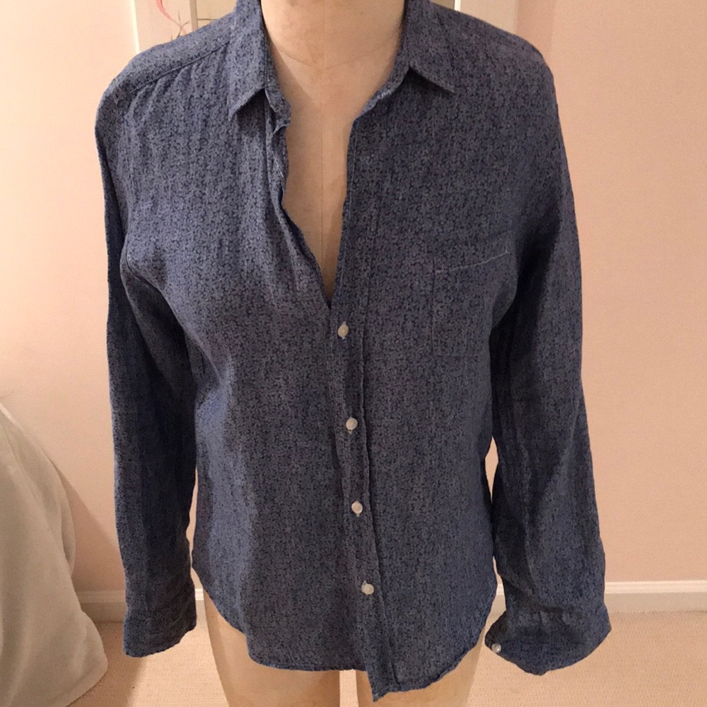 Frank & Eileen S 100% linen button down w pocket